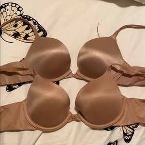 2 Victoria’s Secret Nude Bras Demi & Push-up 34A
